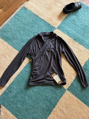 OGL Lyocell Wool Surplice Ruched Long Sleeve Top